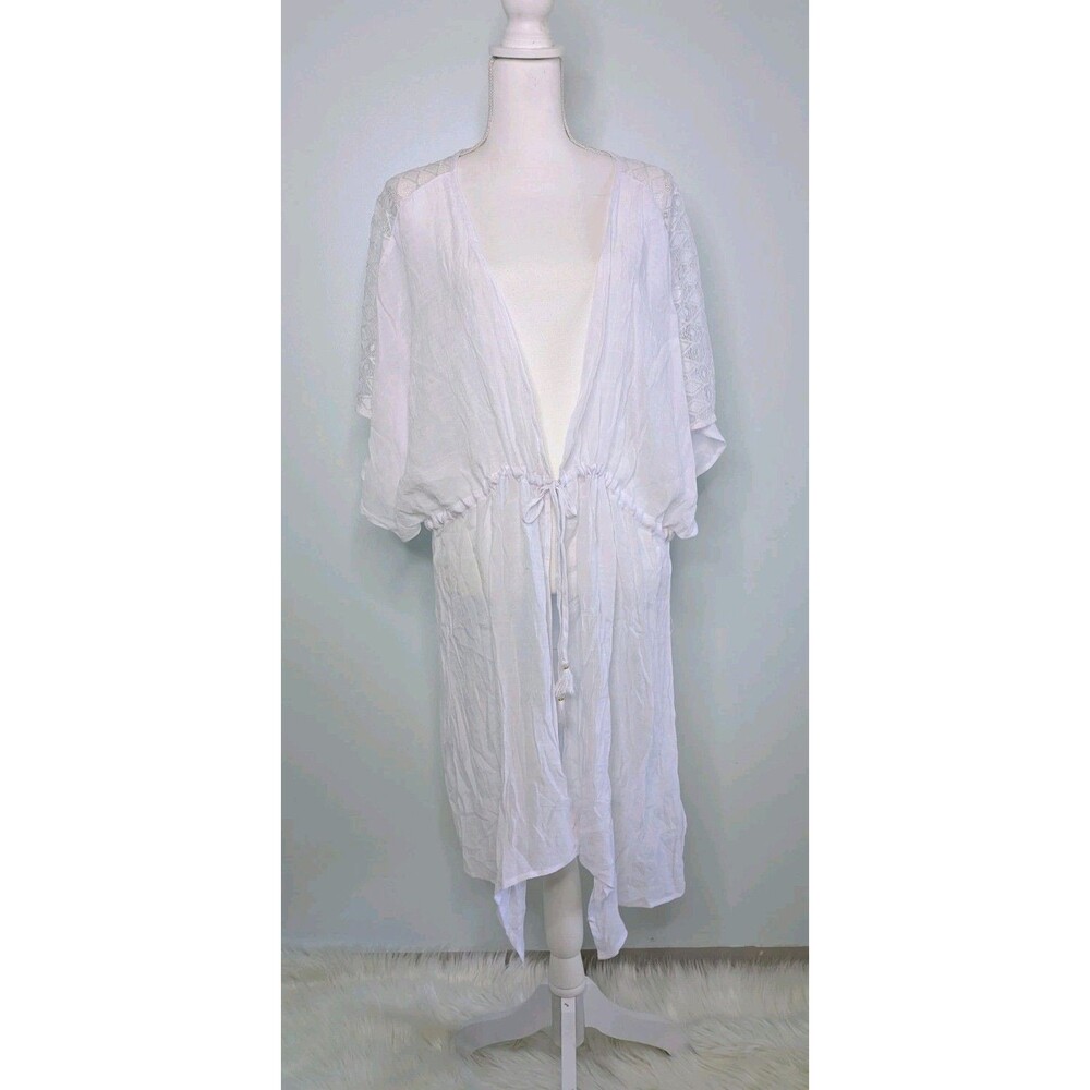 Hawaiian Tropic XL Sheer Short Sleeve Kimono Tunic Swim Resort Wear Cover-Up
